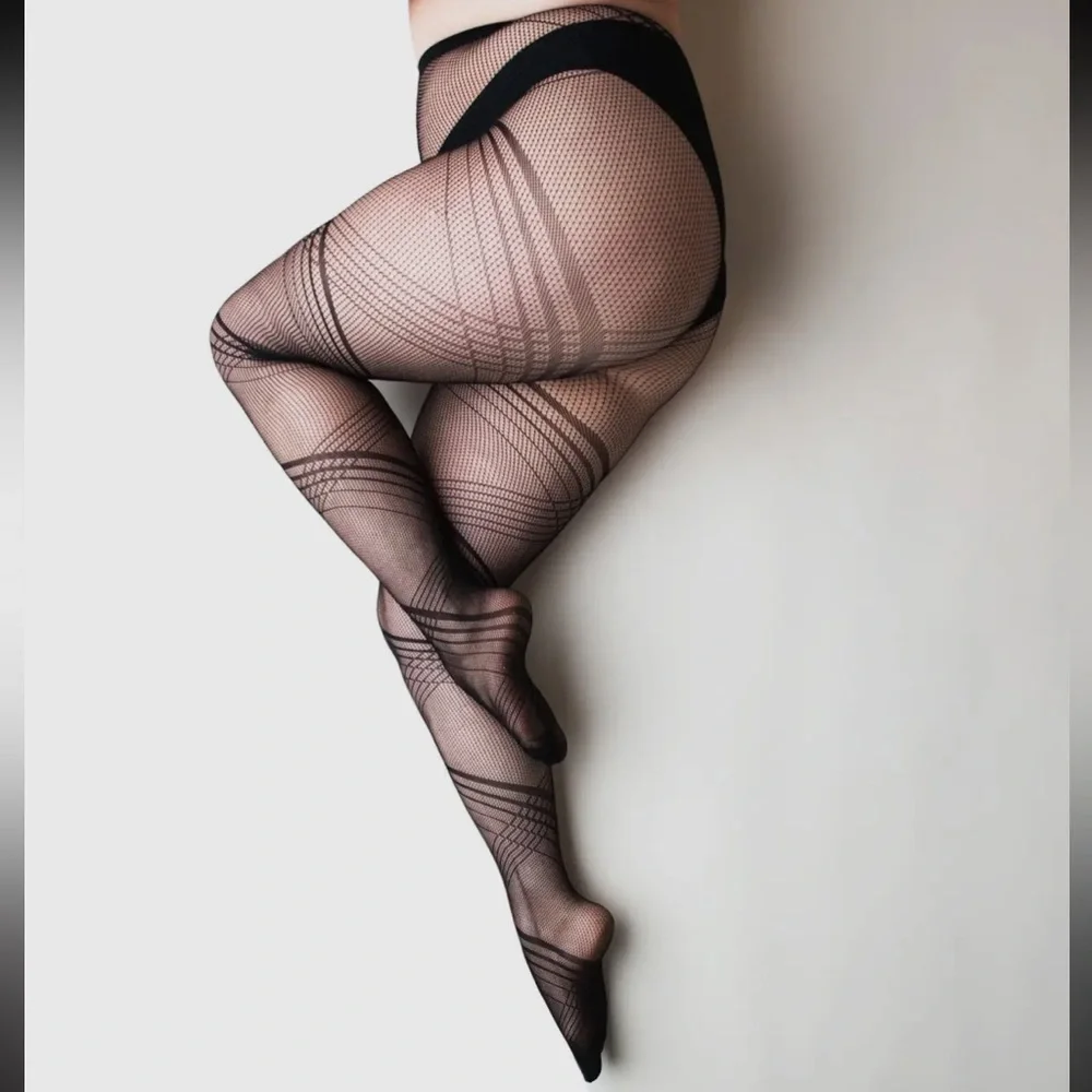 NWT Patterned Stocking Tights | Black | Plus Available